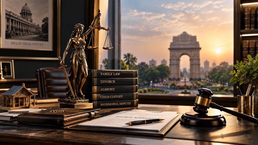 Best Divorce Lawyer in Delhi=related topice gernated this image in raelstick without human and unque and new theam